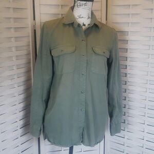 Madewell green woman long sleeve button down shirt/jacket size S